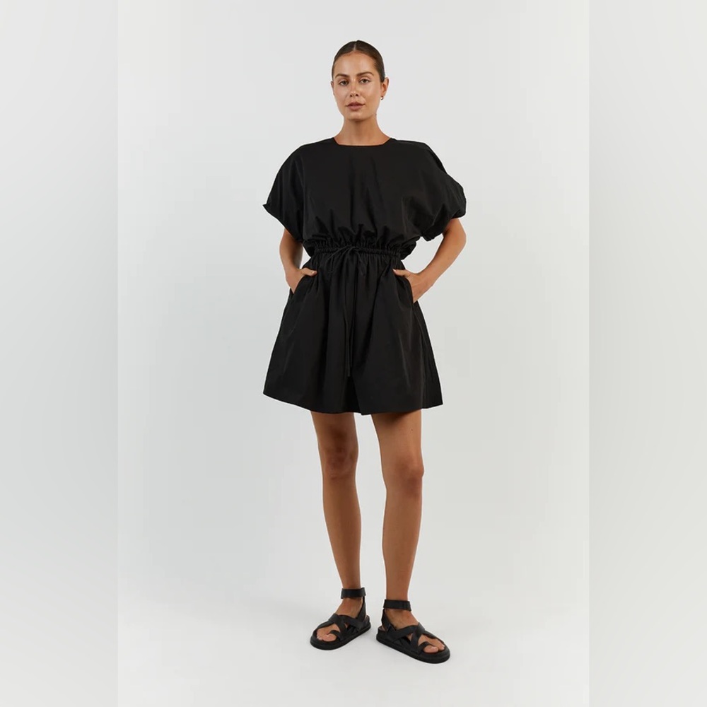 ELLA BLACK COTTON MINI DRESS